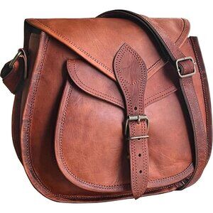 Women's Leather Crossbody Satchel Bag Vintage Shoulder Purse Handbag Brown